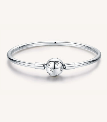 Сребърна твърда гривна за талисмани "Заблести като звездите"