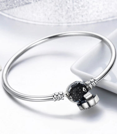 Сребърна твърда гривна за талисмани "Окото на Назар"