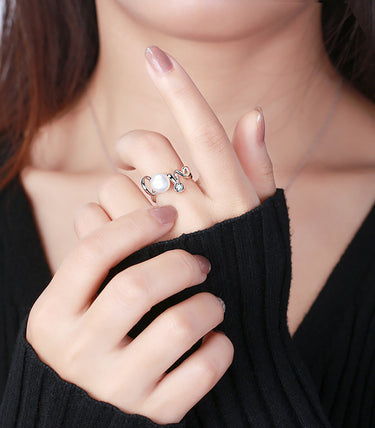 Сребърен пръстен Pearl love
