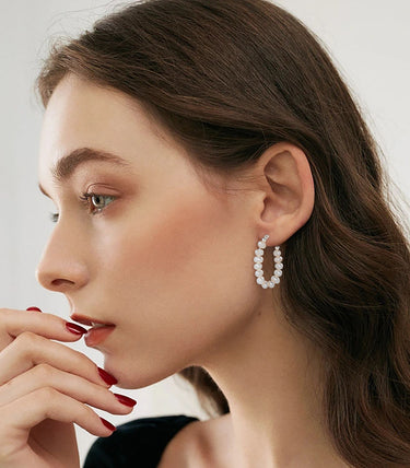 Сребърни обеци Lace Pearl