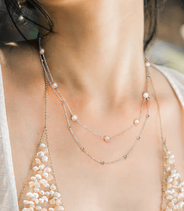 Сребърно колие Layered Grace