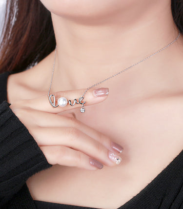 Сребърно колие Pearl Love
