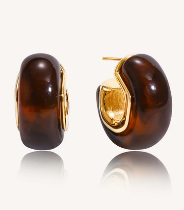 C-hoop кафяви обеци на винт със смола