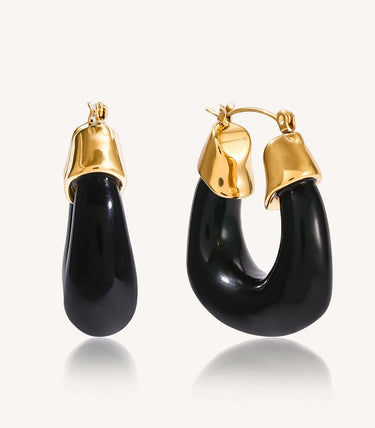 Chunky черни висящи обеци със смола