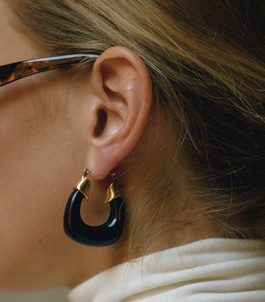 Chunky черни висящи обеци със смола