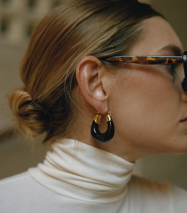 Chunky черни висящи обеци със смола