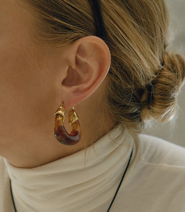 Chunky кафяви висящи обеци със смола