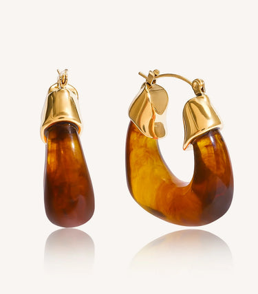 Chunky кафяви висящи обеци със смола