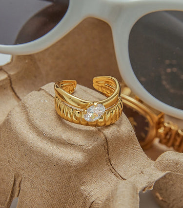 Double layer регулируем пръстен с циркон