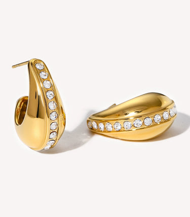 Drop обеци на винт с бели циркони