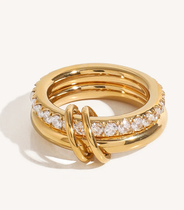 Двоен класически пръстен с циркони