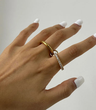 Двоен класически пръстен с циркони