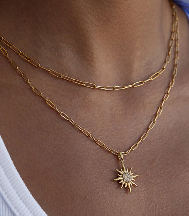 Двойно колие с елемент слънце с циркони