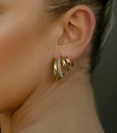 Four layer обеци на винт с циркони