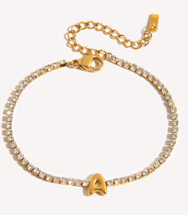 Гривна с буква A и циркони