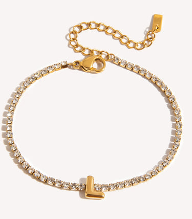 Гривна с буква L и циркони