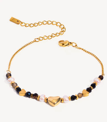 Гривна с хематит перли и сърца