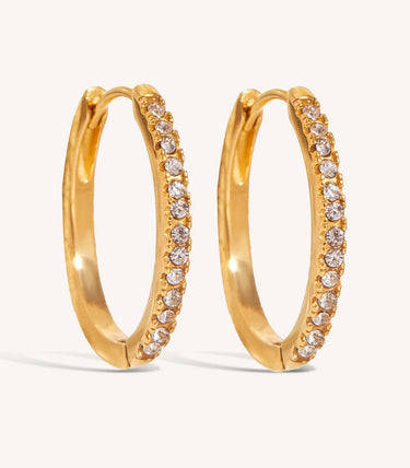 Класически обеци халки с циркони