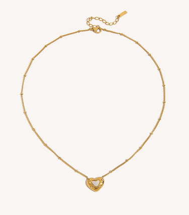 Колие сърце с бял ахат и циркони