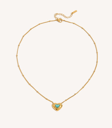 Колие сърце с тюркоаз и циркони