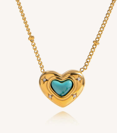 Колие сърце с тюркоаз и циркони