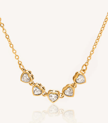 Колие със сърца с бели циркони