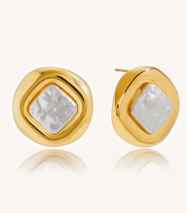 Кръгли обеци на винт с ромбовидна перла