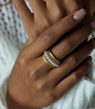 Multi layer пръстен с кръгли перли