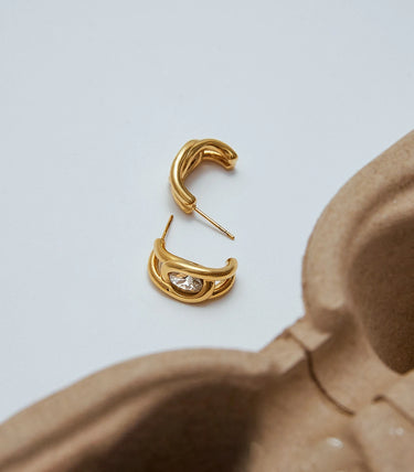 Обеци халки на винт с бял циркон