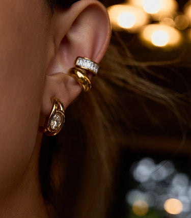 Обеци халки на винт с бял циркон