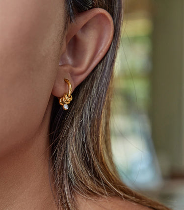 Обеци халки с рингове и бял циркон