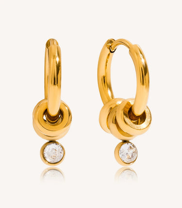 Обеци халки с рингове и бял циркон