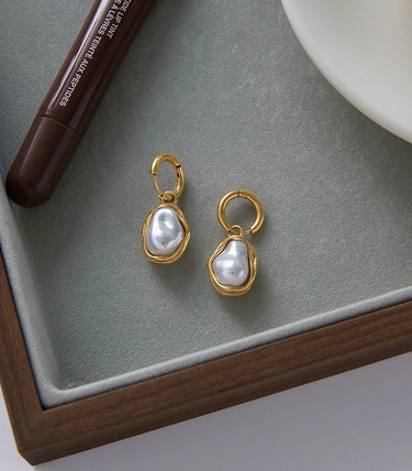 Обеци халки с висяща перла