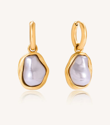 Обеци халки с висяща перла