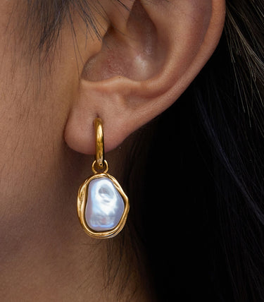 Обеци халки с висяща перла