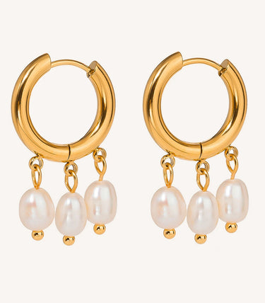 Обеци халки с висящи перли