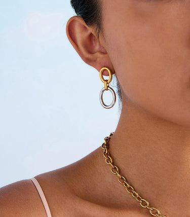 Обеци на винт с двойни овални рингове