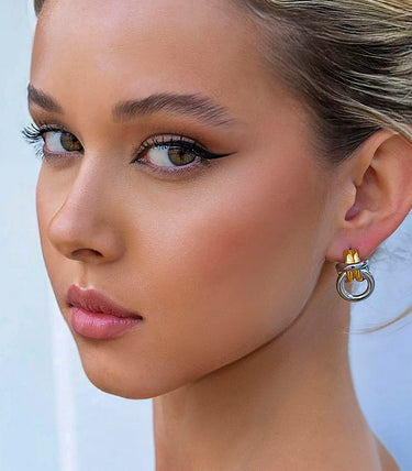 Обеци на винт с двойни вплетени рингове