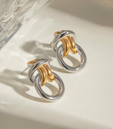 Обеци на винт с двойни вплетени рингове