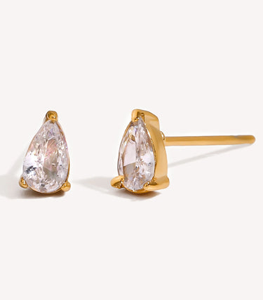 Обеци на винт с капковиден циркон