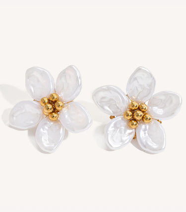 Обеци на винт със смола и флорален дизайн