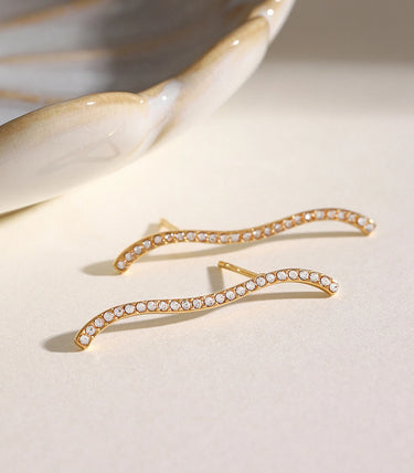 Обеци по ухото с бели циркони