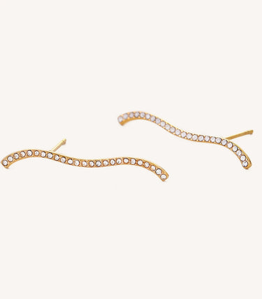 Обеци по ухото с бели циркони