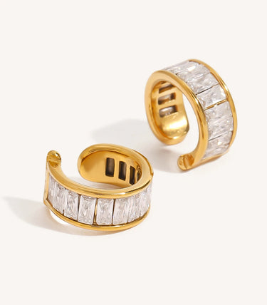 Обеци за хрущял с бели циркони