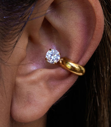 Обеци за хрущял с бял циркон