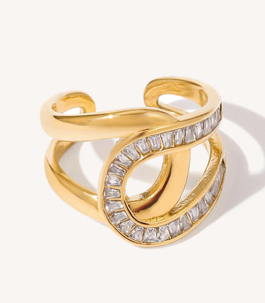 Отворен пръстен с бели циркони