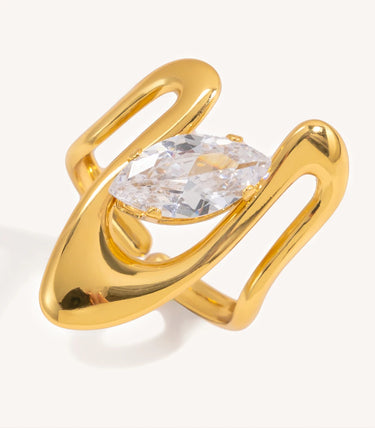 Отворен пръстен с бял циркон маркиз