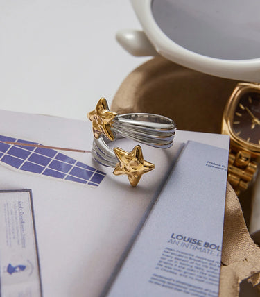 Отворен релефен пръстен със звезди