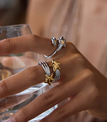 Отворен релефен пръстен със звезди