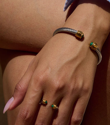 Пръстен rope chain с малахит